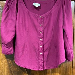 Maeve Button down shirt, puffy sleeves Size 6